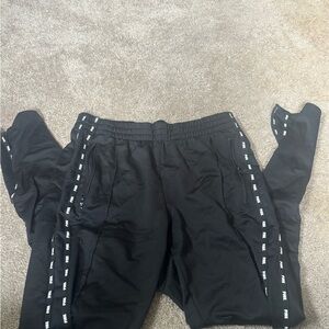 PINK Victoria's Secret Black Pants with Logo Stripes